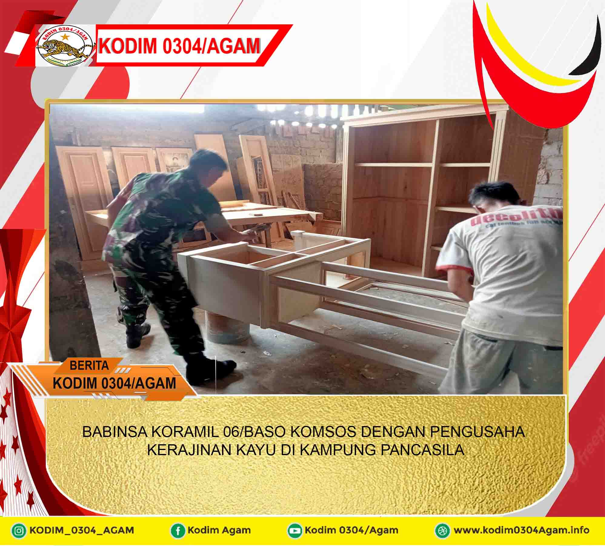 BABINSA KORAMIL 06/BASO KOMSOS DENGAN PENGUSAHA KERAJINAN KAYU DI KAMPUNG PANCASILA