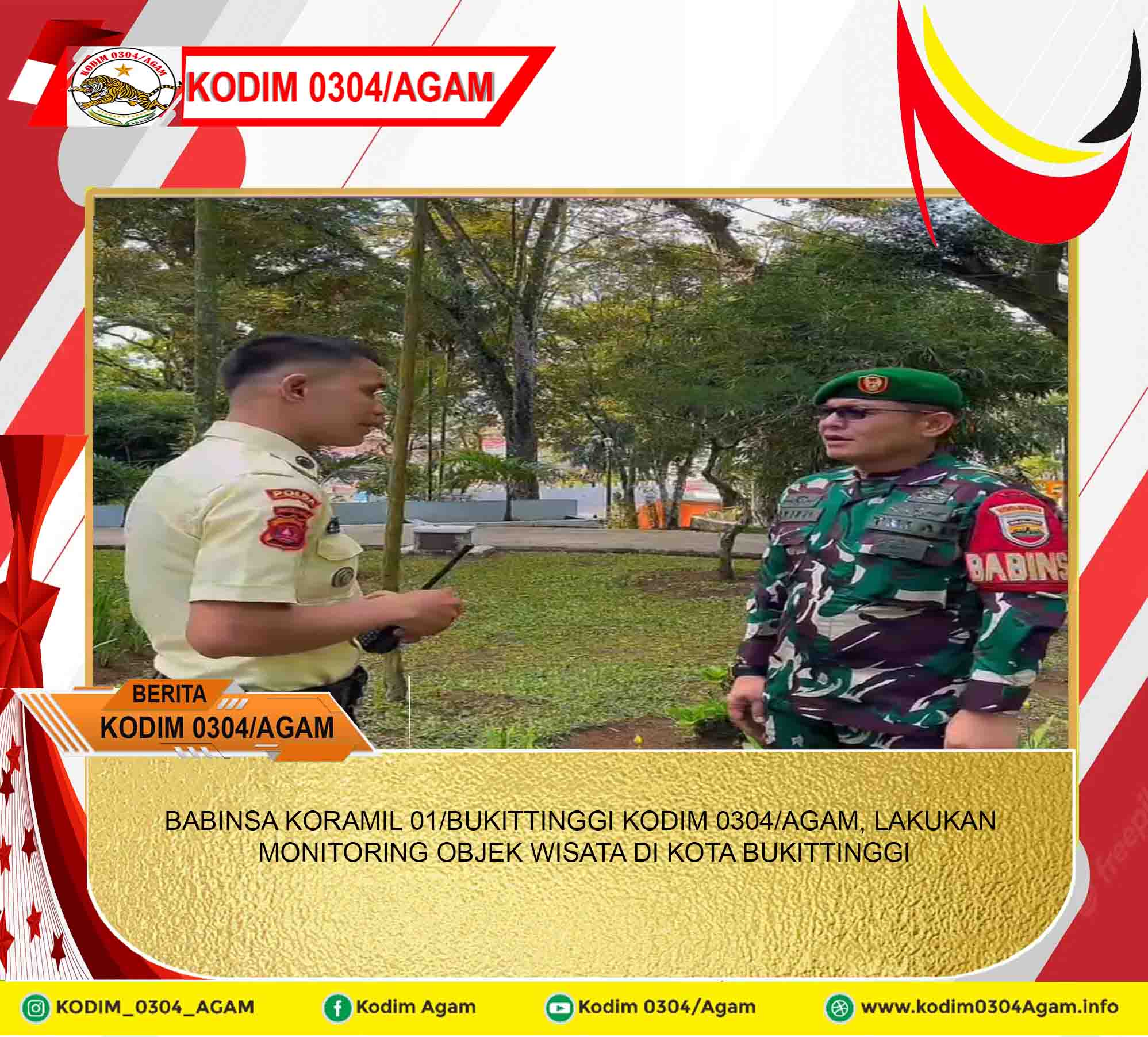 BABINSA KORAMIL 01/BUKITTINGGI KODIM 0304/AGAM, LAKUKAN MONITORING OBJEK WISATA DI KOTA BUKITTINGGI