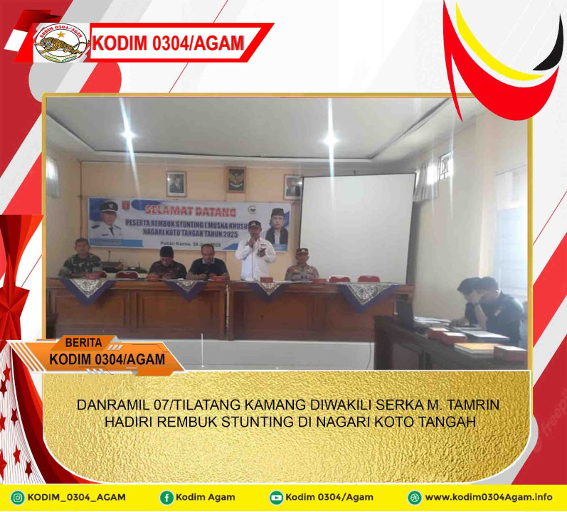 DANRAMIL 07/TILATANG KAMANG DIWAKILI SERKA M. TAMRIN HADIRI REMBUK STUNTING DI NAGARI KOTO TANGAH