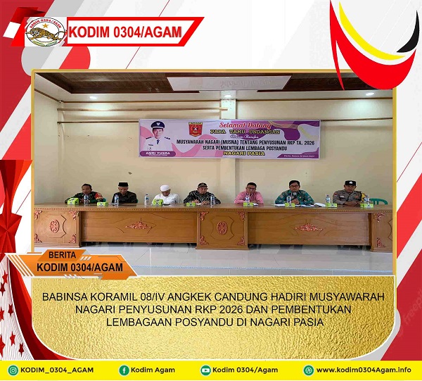 BABINSA KORAMIL 08/IV ANGKEK CANDUNG HADIRI MUSYAWARAH NAGARI PENYUSUNAN RKP 2026 DAN PEMBENTUKAN LEMBAGAAN POSYANDU DI NAGARI PASIA