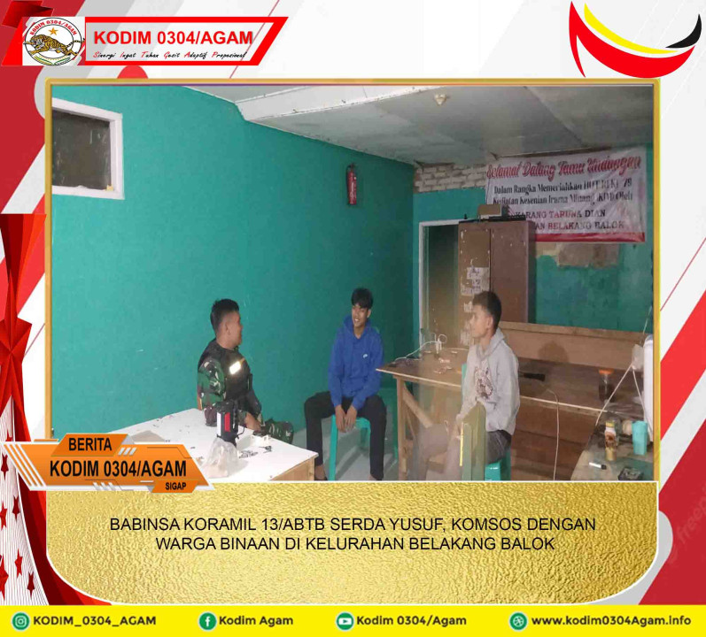 BABINSA KORAMIL 13/ABTB SERDA YUSUF, KOMSOS DENGAN WARGA BINAAN DI KELURAHAN BELAKANG BALOK