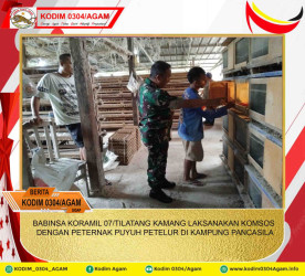 BABINSA KORAMIL 07/TILATANG KAMANG LAKSANAKAN KOMSOS DENGAN PETERNAK PUYUH PETELUR DI KAMPUNG PANCASILA