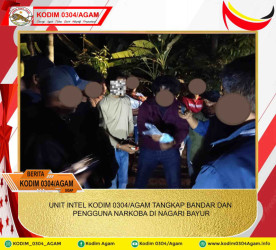 UNIT INTEL KODIM 0304/AGAM TANGKAP BANDAR DAN PENGGUNA NARKOBA DI NAGARI BAYUR