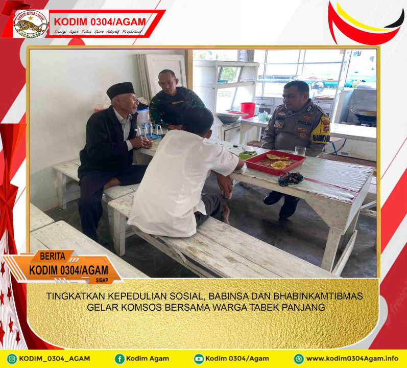TINGKATKAN KEPEDULIAN SOSIAL, BABINSA DAN BHABINKAMTIBMAS GELAR KOMSOS BERSAMA WARGA TABEK PANJANG
