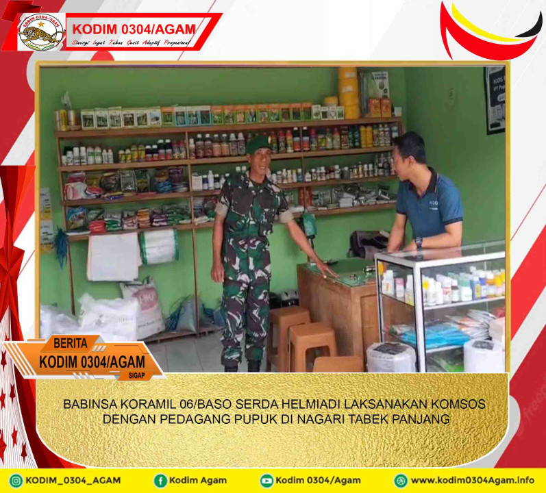 BABINSA KORAMIL 06/BASO SERDA HELMIADI LAKSANAKAN KOMSOS DENGAN PEDAGANG PUPUK DI NAGARI TABEK PANJANG