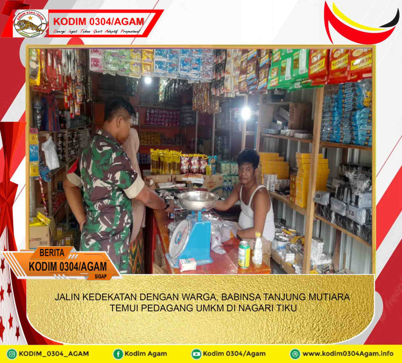JALIN KEDEKATAN DENGAN WARGA, BABINSA TANJUNG MUTIARA TEMUI PEDAGANG UMKM DI NAGARI TIKU