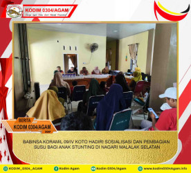 BABINSA KORAMIL 09/IV KOTO HADIRI SOSIALISASI DAN PEMBAGIAN SUSU BAGI ANAK STUNTING DI NAGARI MALALAK SELATAN