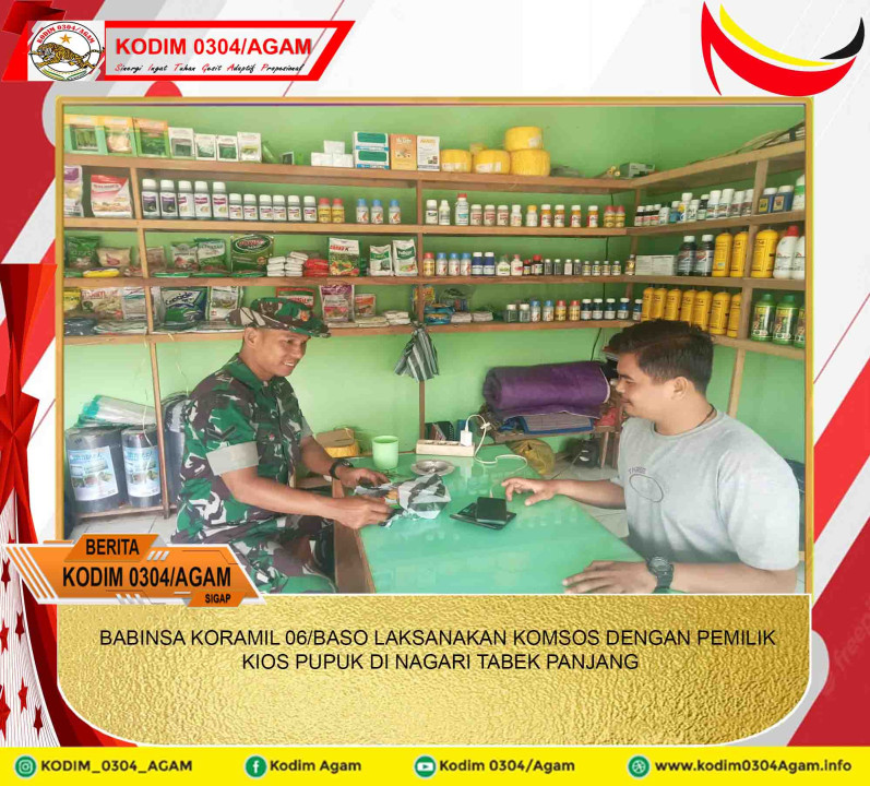 BABINSA KORAMIL 06/BASO LAKSANAKAN KOMSOS DENGAN PEMILIK KIOS PUPUK DI NAGARI TABEK PANJANG