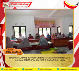 BABINSA KORAMIL 12/PALUPUH HADIRI MUSYAWARAH NAGARI USULAN BANSOS TAHUN 2025 DI NAGARI NAN LIMO