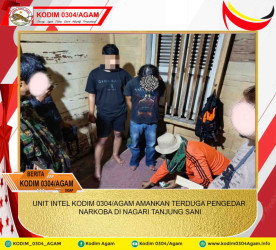 UNIT INTEL KODIM 0304/AGAM AMANKAN TERDUGA PENGEDAR NARKOBA DI NAGARI TANJUNG SANI