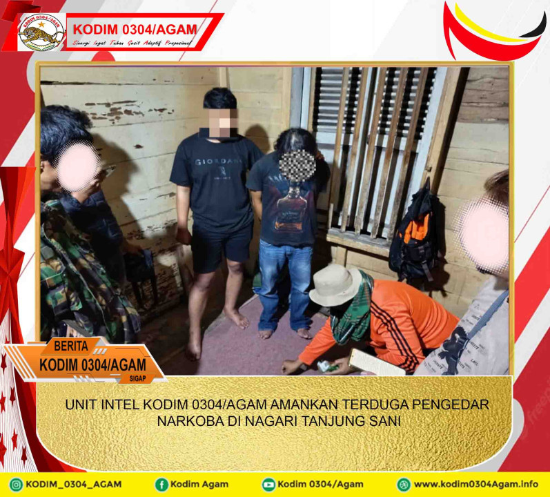 UNIT INTEL KODIM 0304/AGAM AMANKAN TERDUGA PENGEDAR NARKOBA DI NAGARI TANJUNG SANI