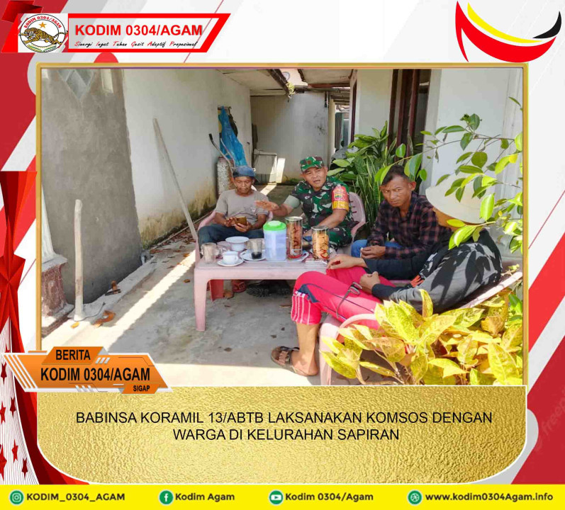 BABINSA KORAMIL 13/ABTB LAKSANAKAN KOMSOS DENGAN WARGA DI KELURAHAN SAPIRAN