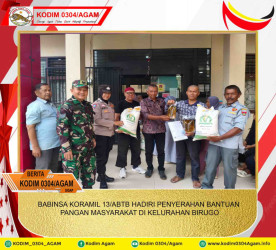BABINSA KORAMIL 13/ABTB HADIRI PENYERAHAN BANTUAN PANGAN MASYARAKAT DI KELURAHAN BIRUGO