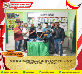 UNIT INTEL KODIM 0304/AGAM BERHASIL AMANKAN TERDUGA PENGEDAR SABU 20,41 GRAM