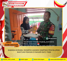 BABINSA KORAMIL 08/AMPEK ANGKEK DAMPINGI PENYALURAN BANTUAN PANGAN DI NAGARI BATU TABA