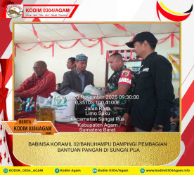 BABINSA KORAMIL 02/BANUHAMPU DAMPINGI PEMBAGIAN BANTUAN PANGAN DI SUNGAI PUA