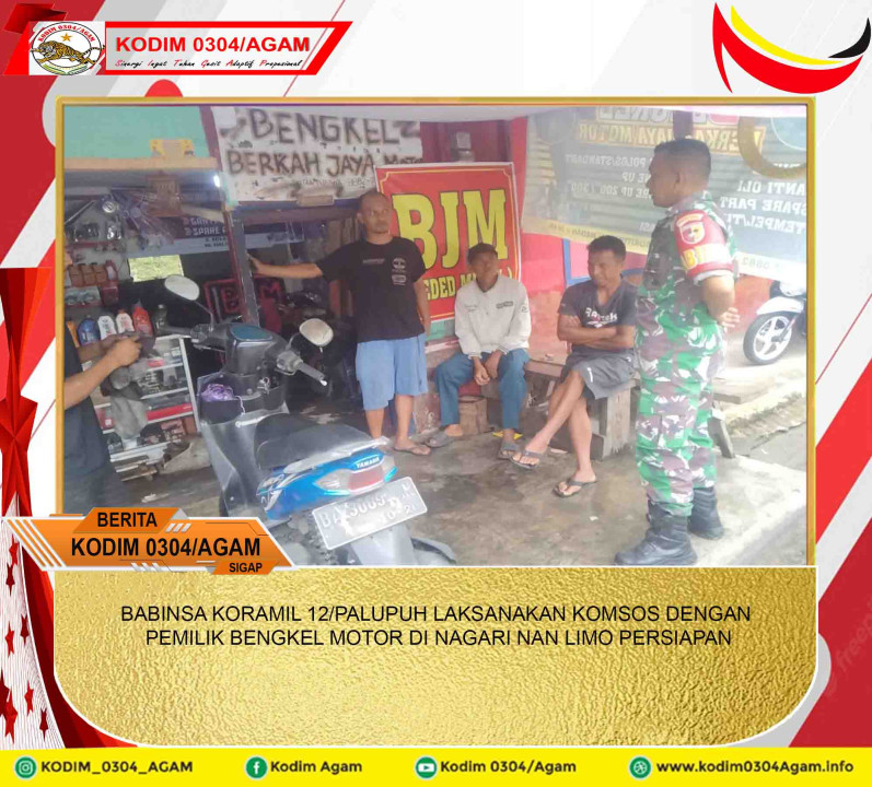 BABINSA KORAMIL 12/PALUPUH LAKSANAKAN KOMSOS DENGAN PEMILIK BENGKEL MOTOR DI NAGARI NAN LIMO PERSIAPAN