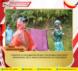 LONGSOR DI PALEMBAYAN RUSAK TIGA RUMAH DAN SERET KENDARAAN, SATU WARGA DIEVAKUASI KE PUSKESMAS