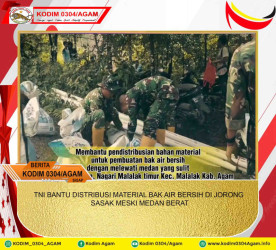 TNI BANTU DISTRIBUSI MATERIAL BAK AIR BERSIH DI JORONG SASAK MESKI MEDAN BERAT