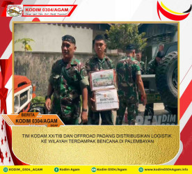 TIM KODAM XX/TIB DAN OFFROAD PADANG DISTRIBUSIKAN LOGISTIK KE WILAYAH TERDAMPAK BENCANA DI PALEMBAYAN