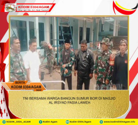 TNI BERSAMA WARGA BANGUN SUMUR BOR DI MASJID AL IRSYAD PASIA LAWEH