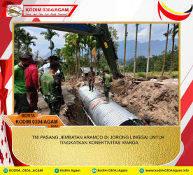 TNI PASANG JEMBATAN ARAMCO DI JORONG LINGGAI UNTUK TINGKATKAN KONEKTIVITAS WARGA