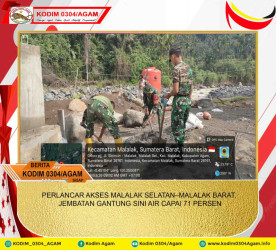 PERLANCAR AKSES MALALAK SELATAN–MALALAK BARAT, JEMBATAN GANTUNG SINI AIR CAPAI 71 PERSEN