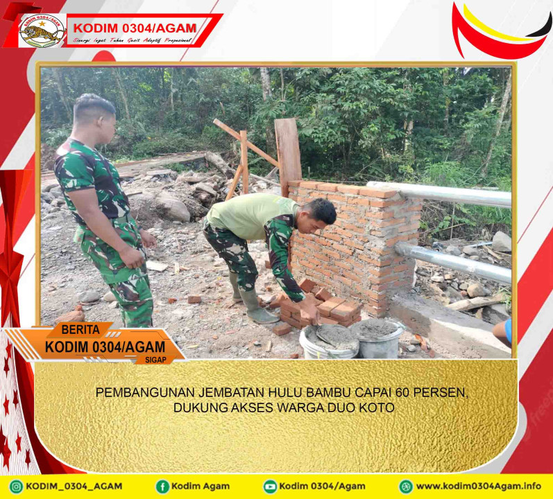 PEMBANGUNAN JEMBATAN HULU BAMBU CAPAI 60 PERSEN, DUKUNG AKSES WARGA DUO KOTO