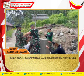 PEMBANGUNAN JEMBATAN HULU BAMBU DUO KOTO CAPAI 80 PERSEN