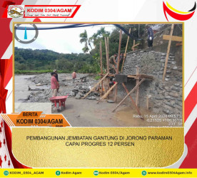 PEMBANGUNAN JEMBATAN GANTUNG DI JORONG PARAMAN CAPAI PROGRES 12 PERSEN